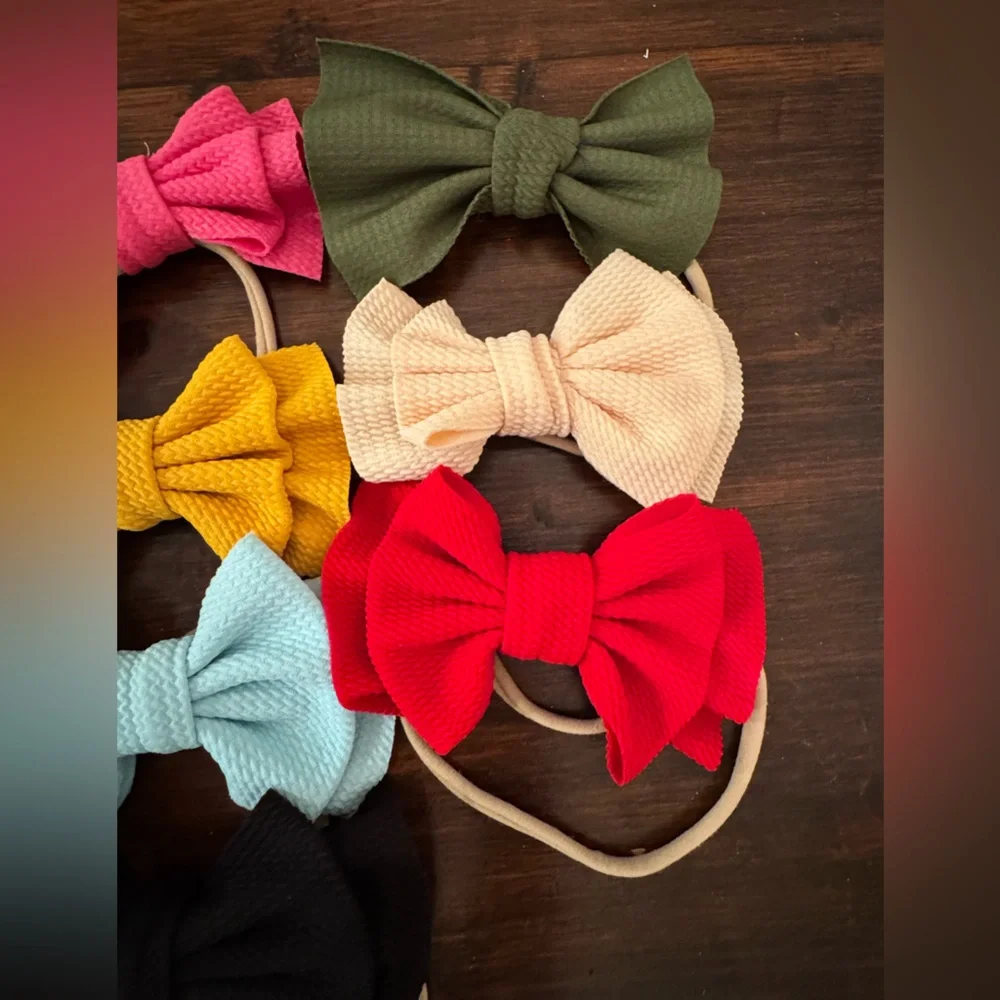 Colorful Bow Headband Set for girls. Infant toddler hair bows. 11 total